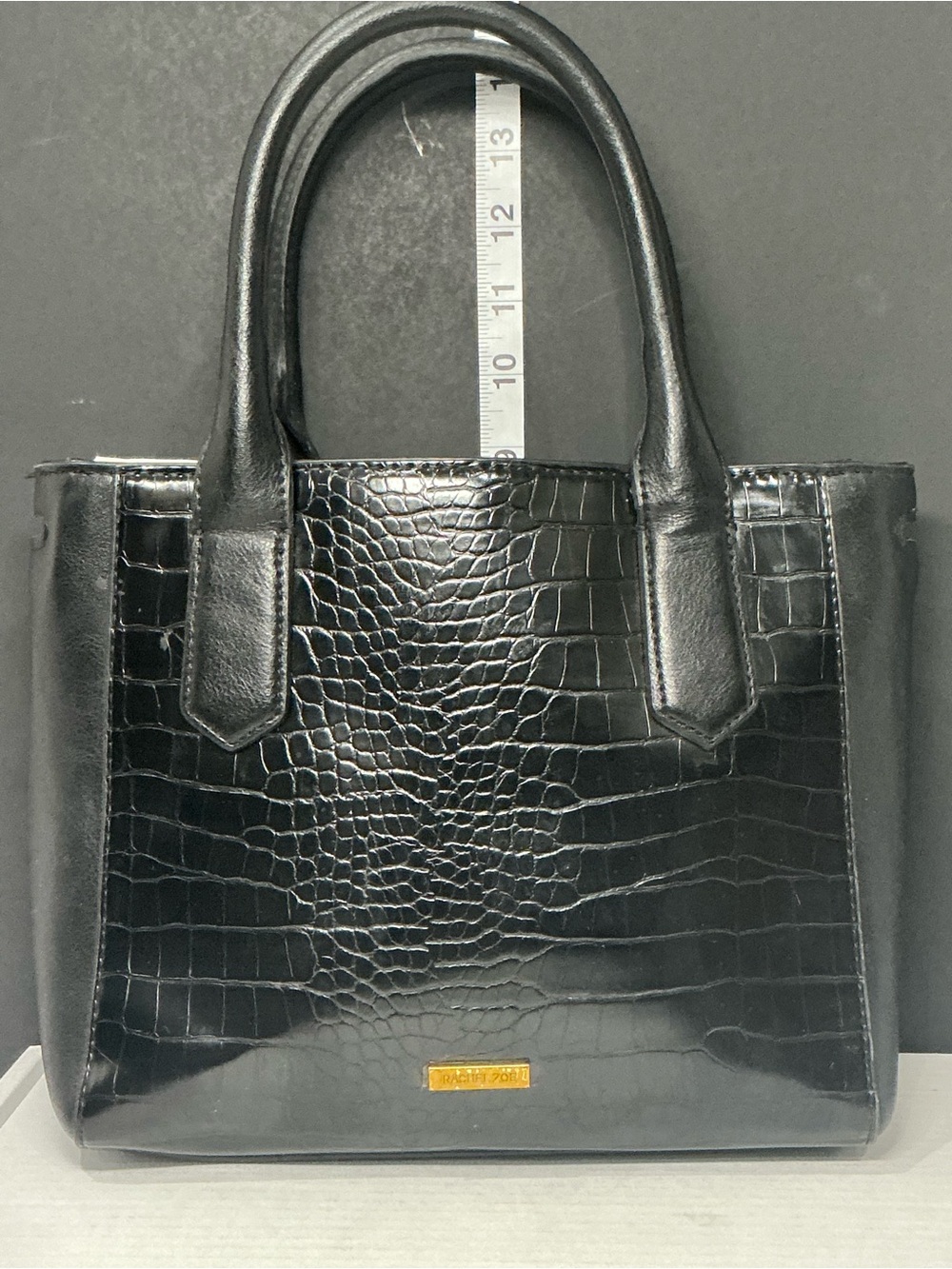 Rachel Zoe Black Croc-Embossed Satchel